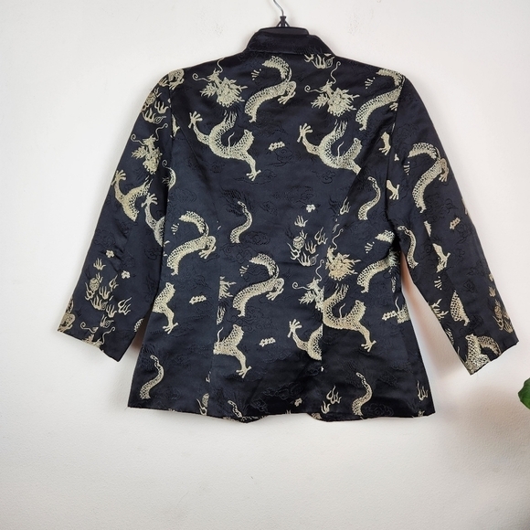 Boston Proper Novelty Print asian inspired fitted blazer Size 6 - Picture 2 of 6